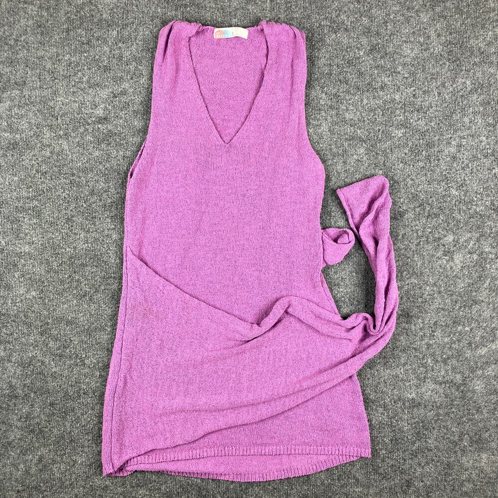 FP Beach Tank Top Womens Large‎ Purple Knit V-Neck Sleeveless Lightweight